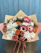 Букет цветов из:  Розы, Герберы и Хризантемы #REPLACE_PRED# Каменке