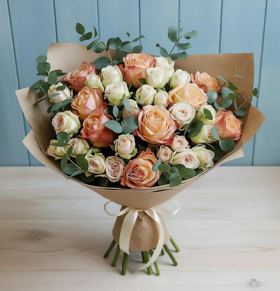 Букет цветов из: Альстромерии и Розы в Каменке