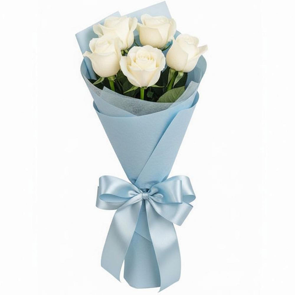 Букет 5 Белых роз Проуд в Каменке