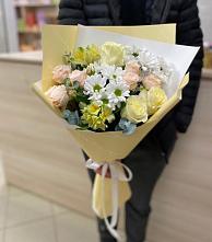 Букет цветов из:  Альстромерии, Розы и Хризантемы в Каменке
