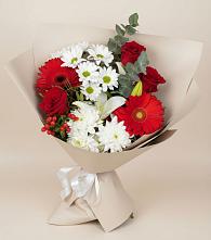 Букет цветов из:  Розы, Хризантемы, Герберы и Лилии #REPLACE_PRED# Каменке