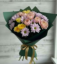 Букет цветов из:  Хризантемы и Розы в Каменке