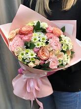 Букет цветов из:  Гвоздики, Розы и Хризантемы в Каменке