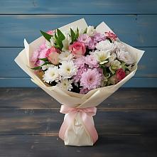 Букет цветов из:  Хризантемы, Альстромерии и Розы в Каменке