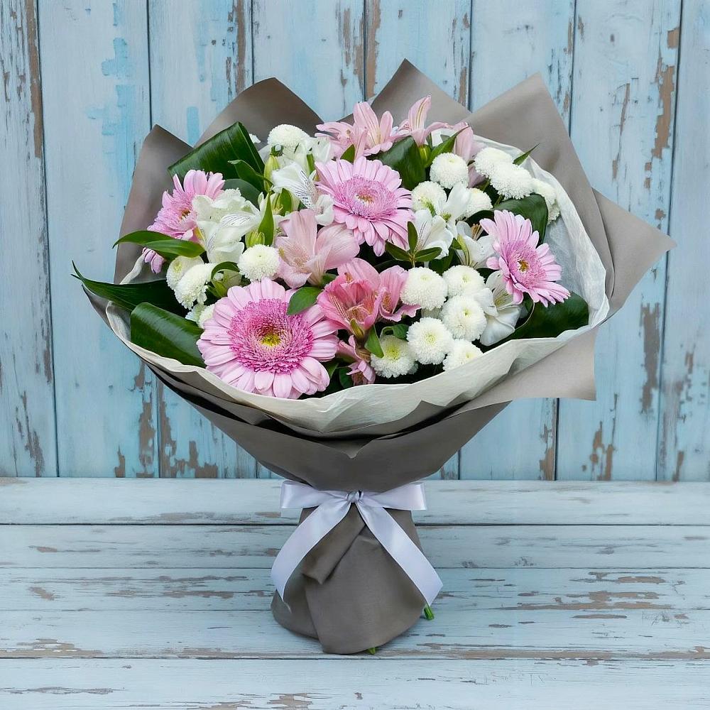 Букет цветов из: Герберы, Альстромерии и Хризантемы в Каменке