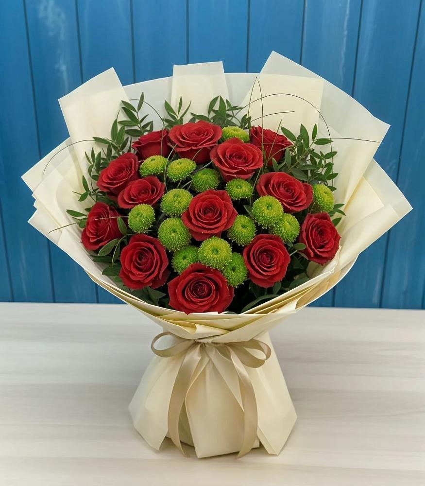 Букет цветов из: Розы и Хризантемы в Каменке